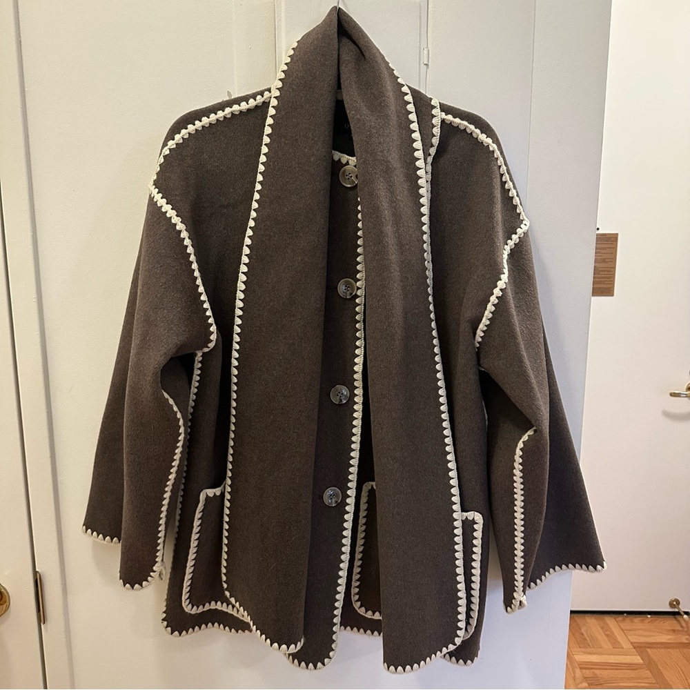 Double-Faced Merino Wool Scarf Coat